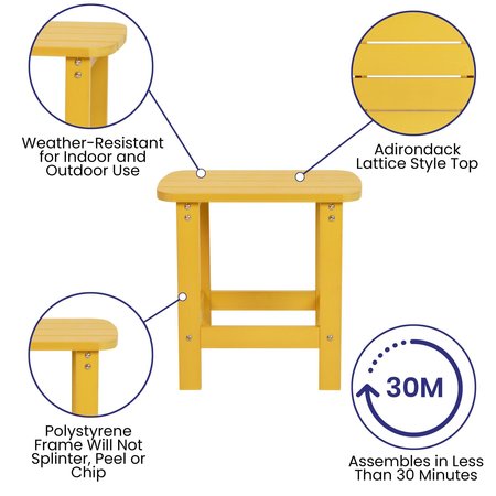 Flash Furniture Yellow All-Weather Adirondack Side Table JJ-T14001-YLW-GG